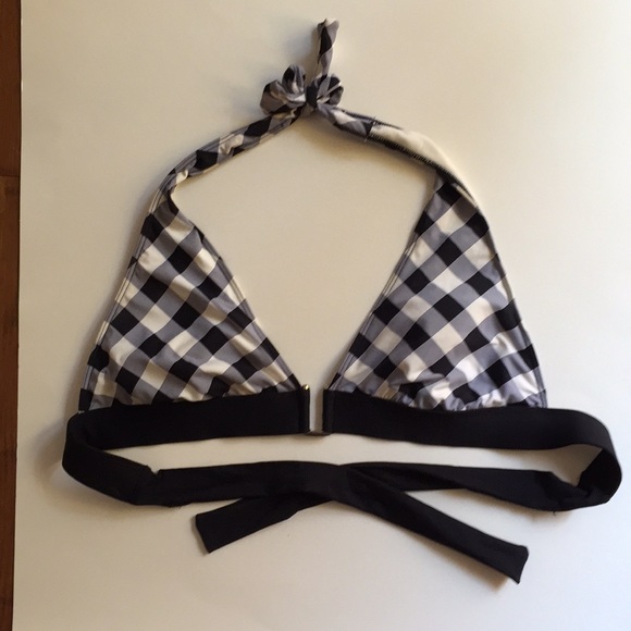 Black and White Plaid Bikini Top - Picture 3 of 4